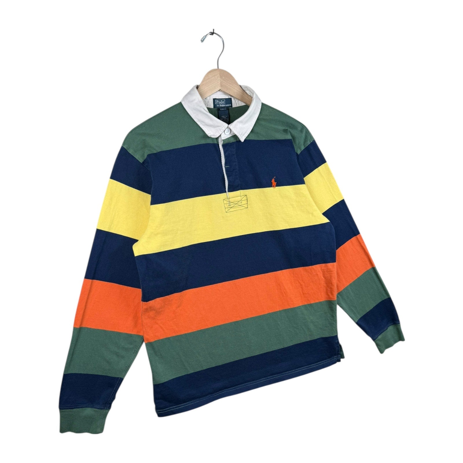 Vintage Youth Polo Ralph Lauren Striped Rugby Long Sleeve Polo