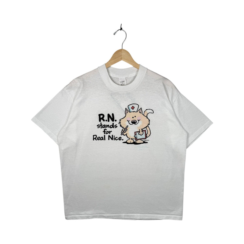 Vintage RN Nurse “Real Nice” Cute Cat T-Shirt