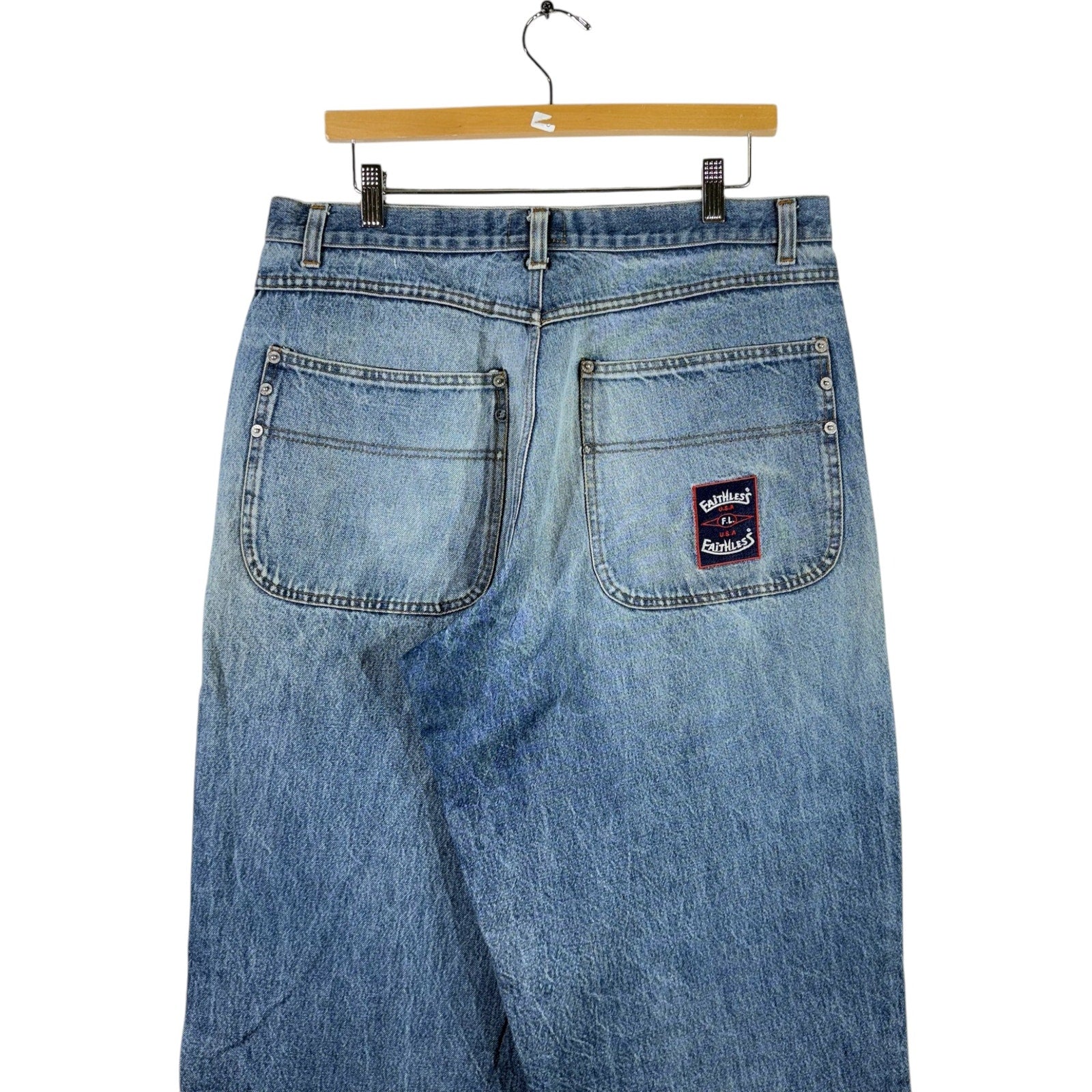 Vintage Faithless Wide Leg Denim Jeans 36x33