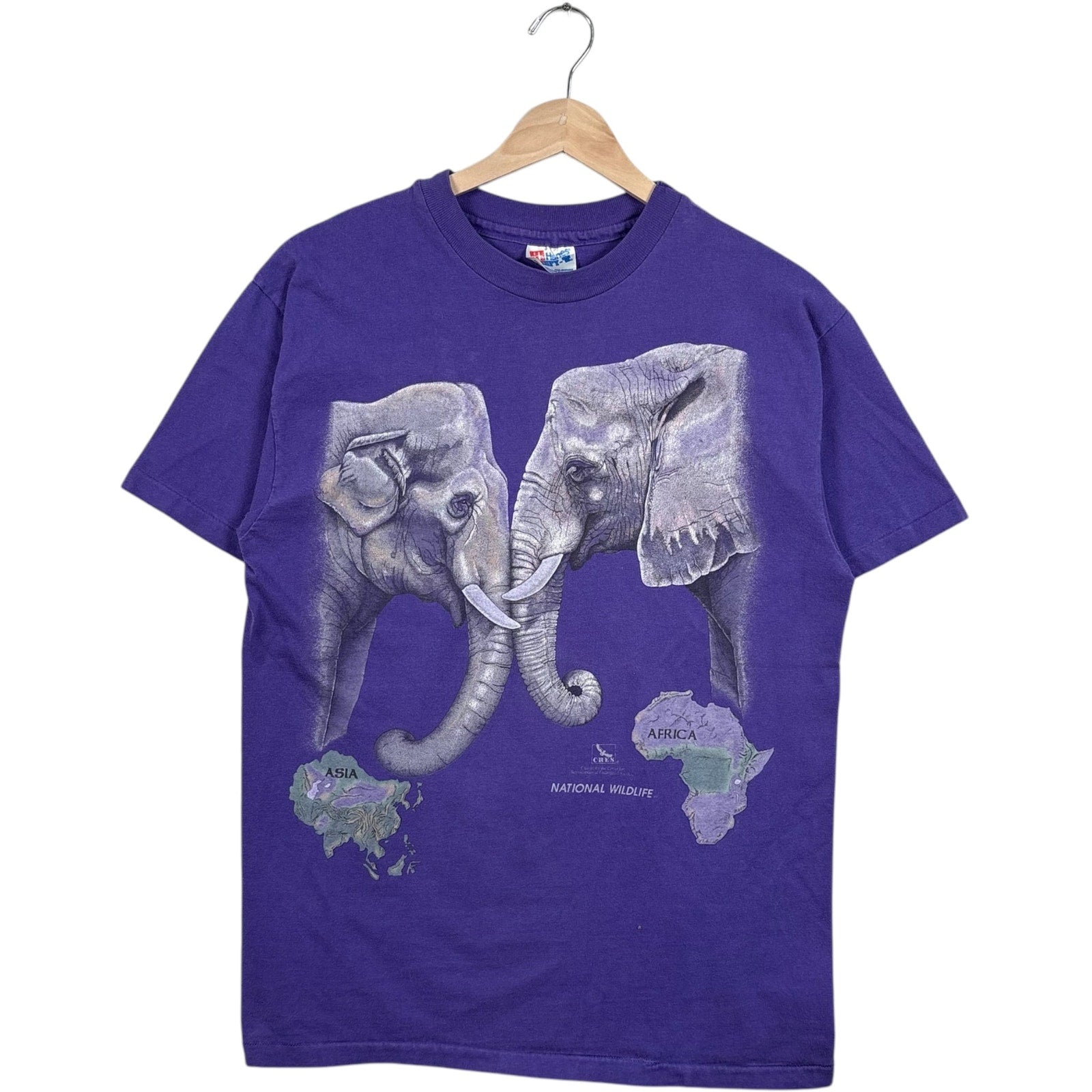 Vintage National Wildlife Asian And African Elephants Tee
