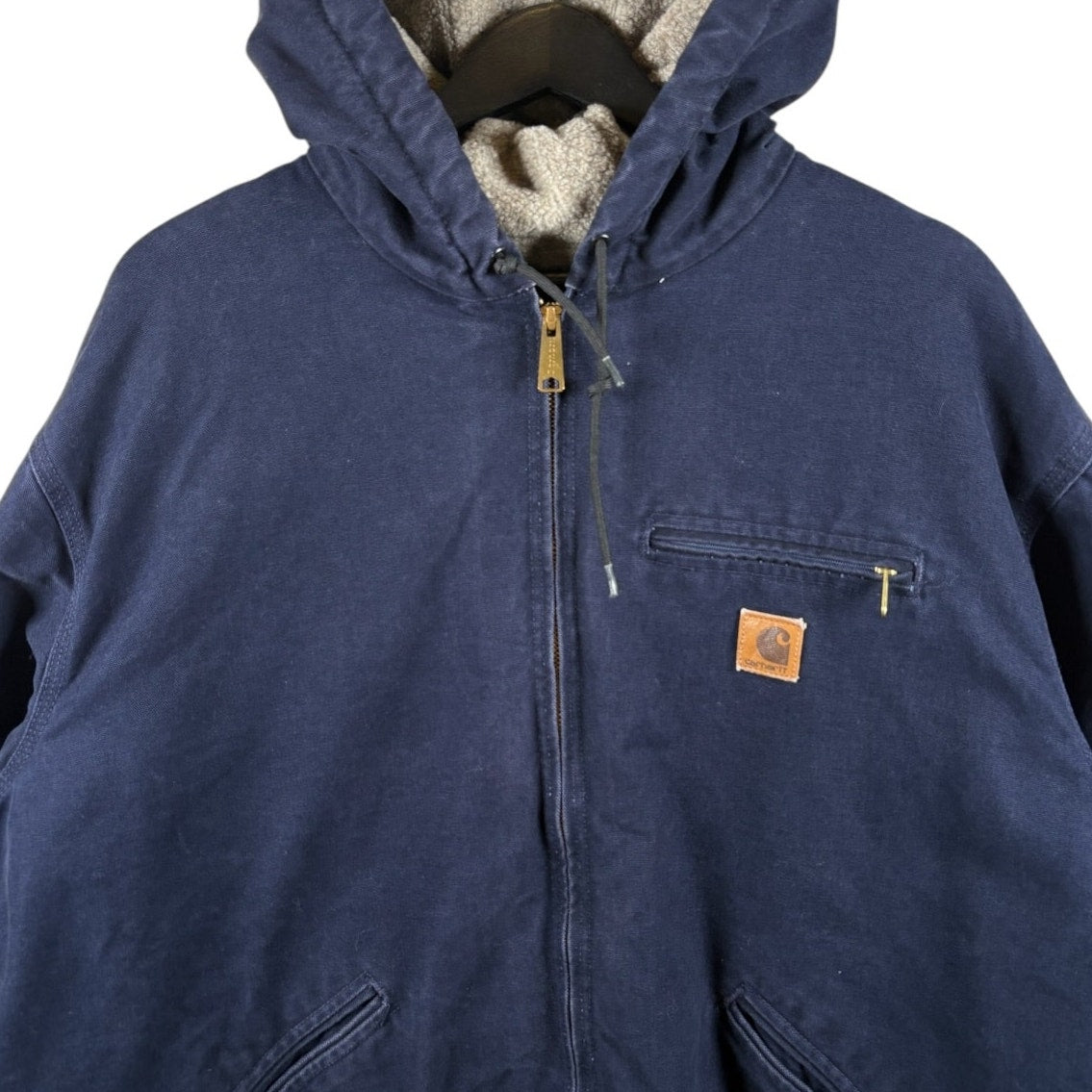 Vintage Carhartt Sherpa Lined Full Zip Hooded Workwear Jacket