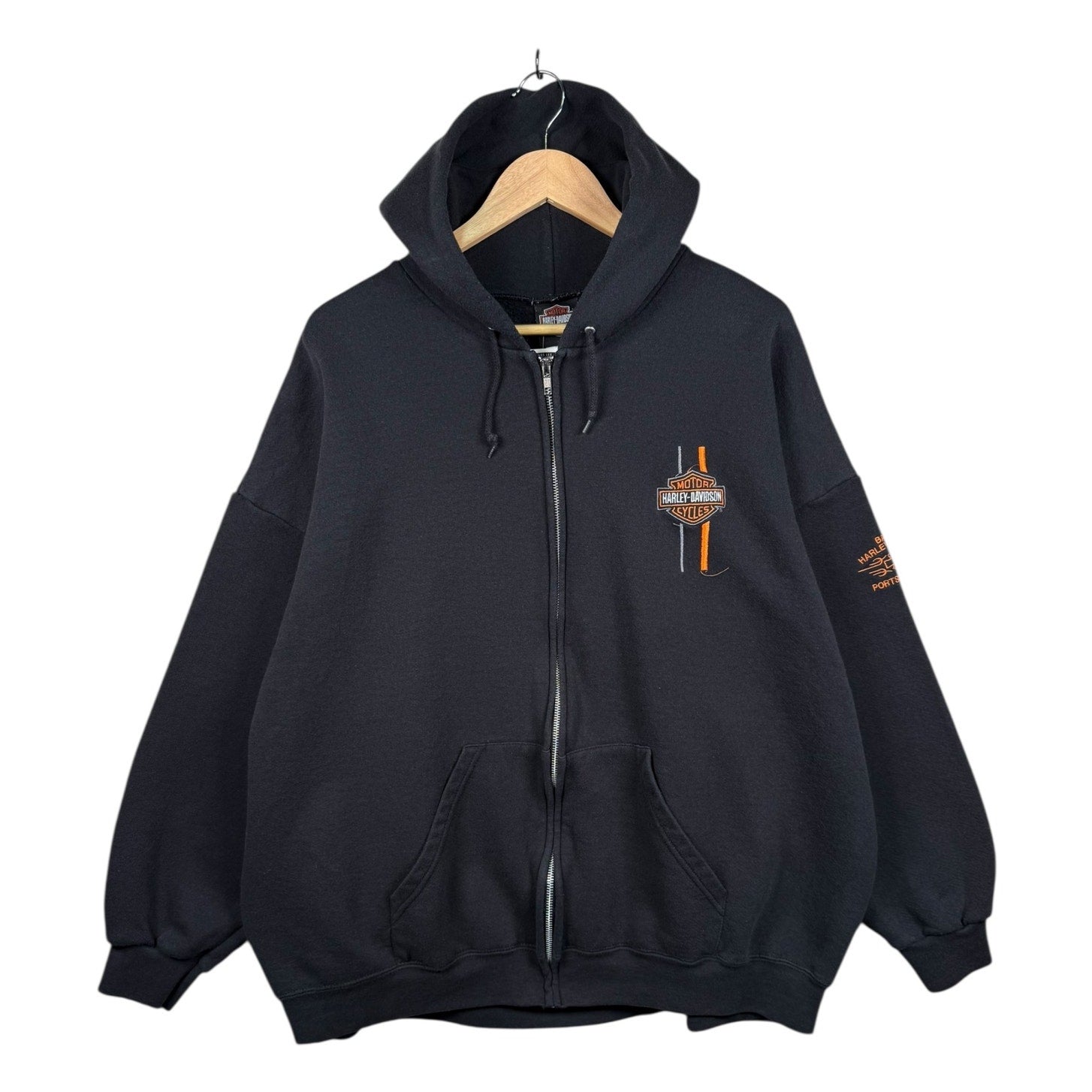 Vintage Harley Davidson Chest Logo Zip-Up Hoodie