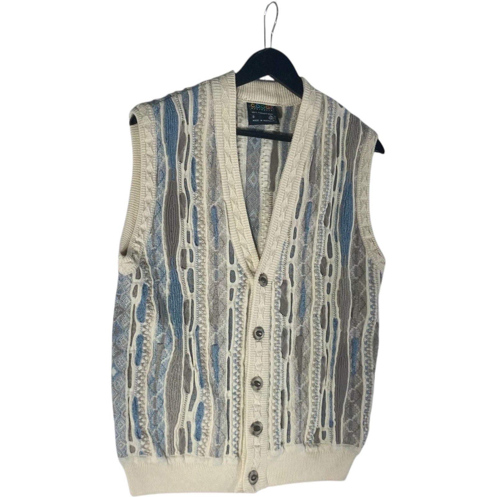Vintage Coogi 3D Patterned Button Wool Sweater Vest