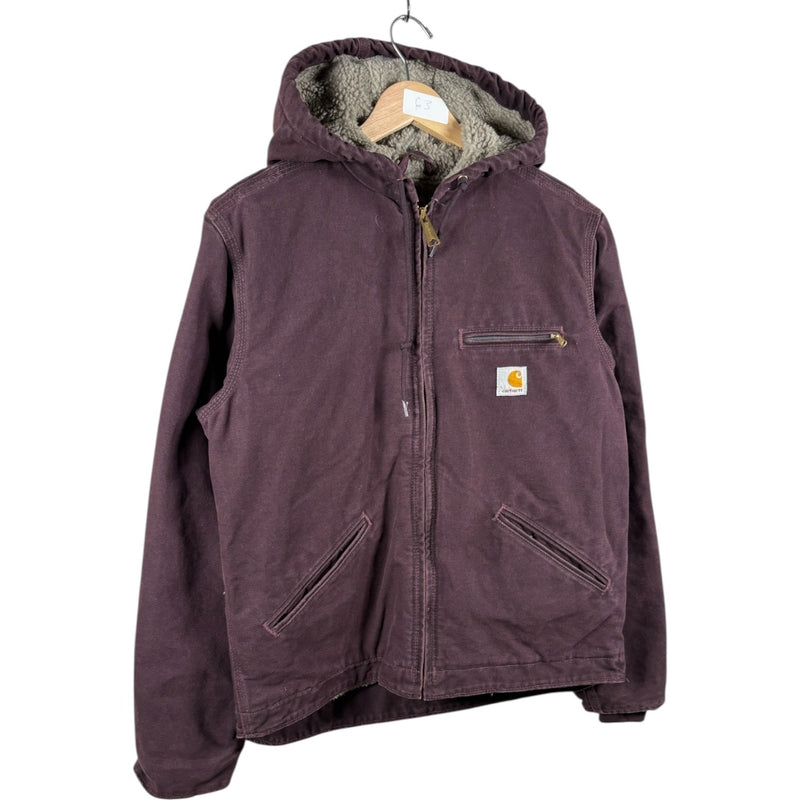 Vintage Carhartt Sherpa Lined Full Zip Hooded Workwear Jacket