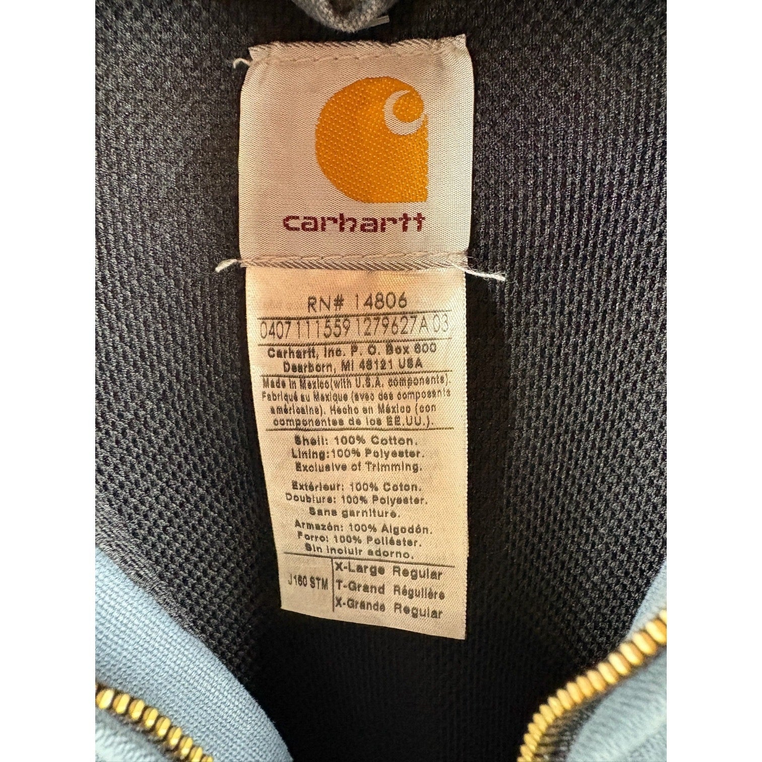 Vintage Carhartt Canvas Full Zip Hooded Workwear Jacket