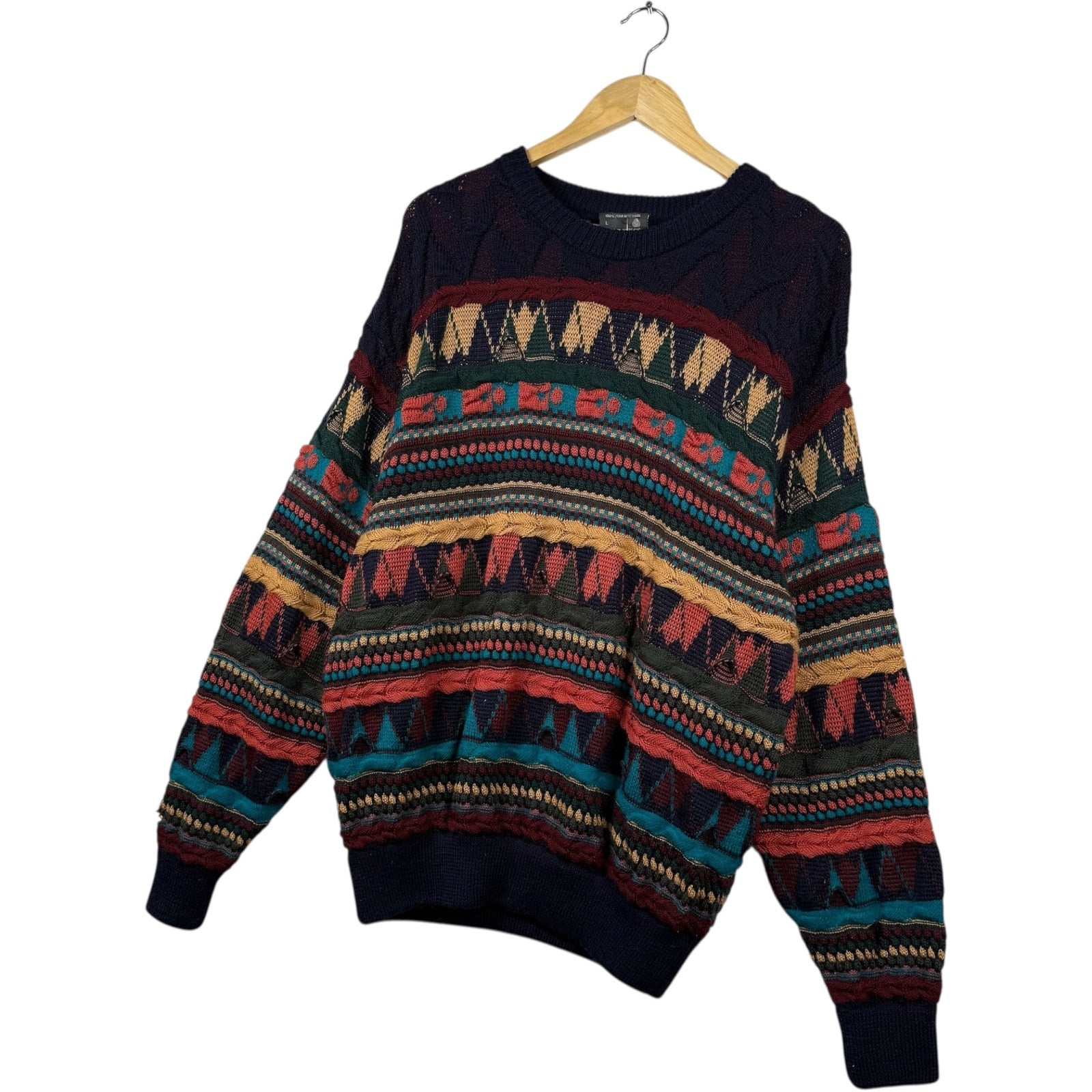 Vintage Coogi 3D Knit Striped Textured Sweater