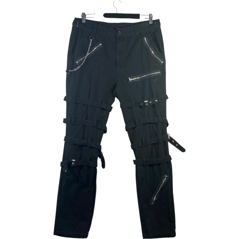 Vintage Gothic Chain Buckle Straps Cargo Pants 34x30