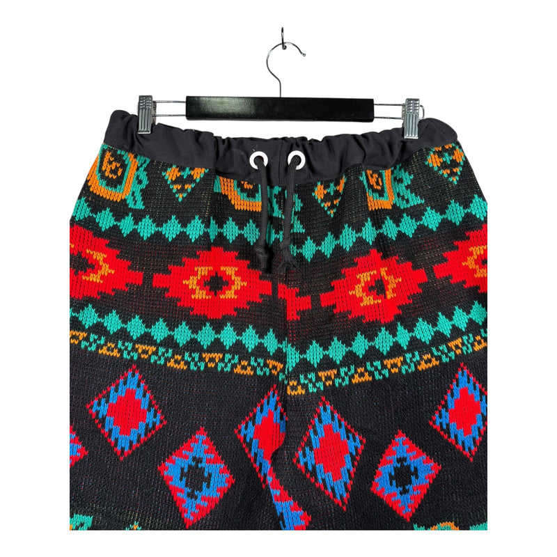 Vintage Aztec Patterned Knit Chino Shorts 34