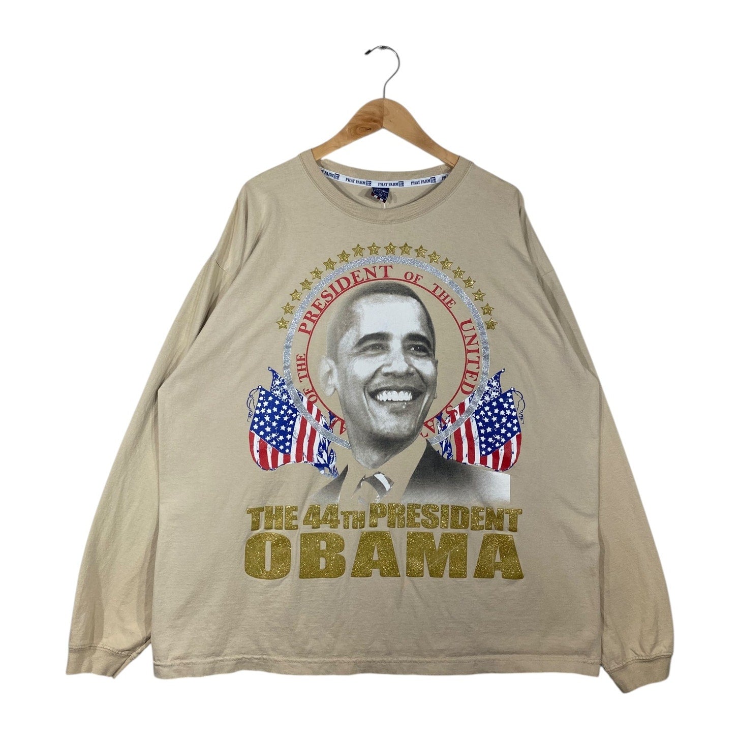 Vintage The 44th USA President OBAMA Graphic Long Sleeve T-Shirt