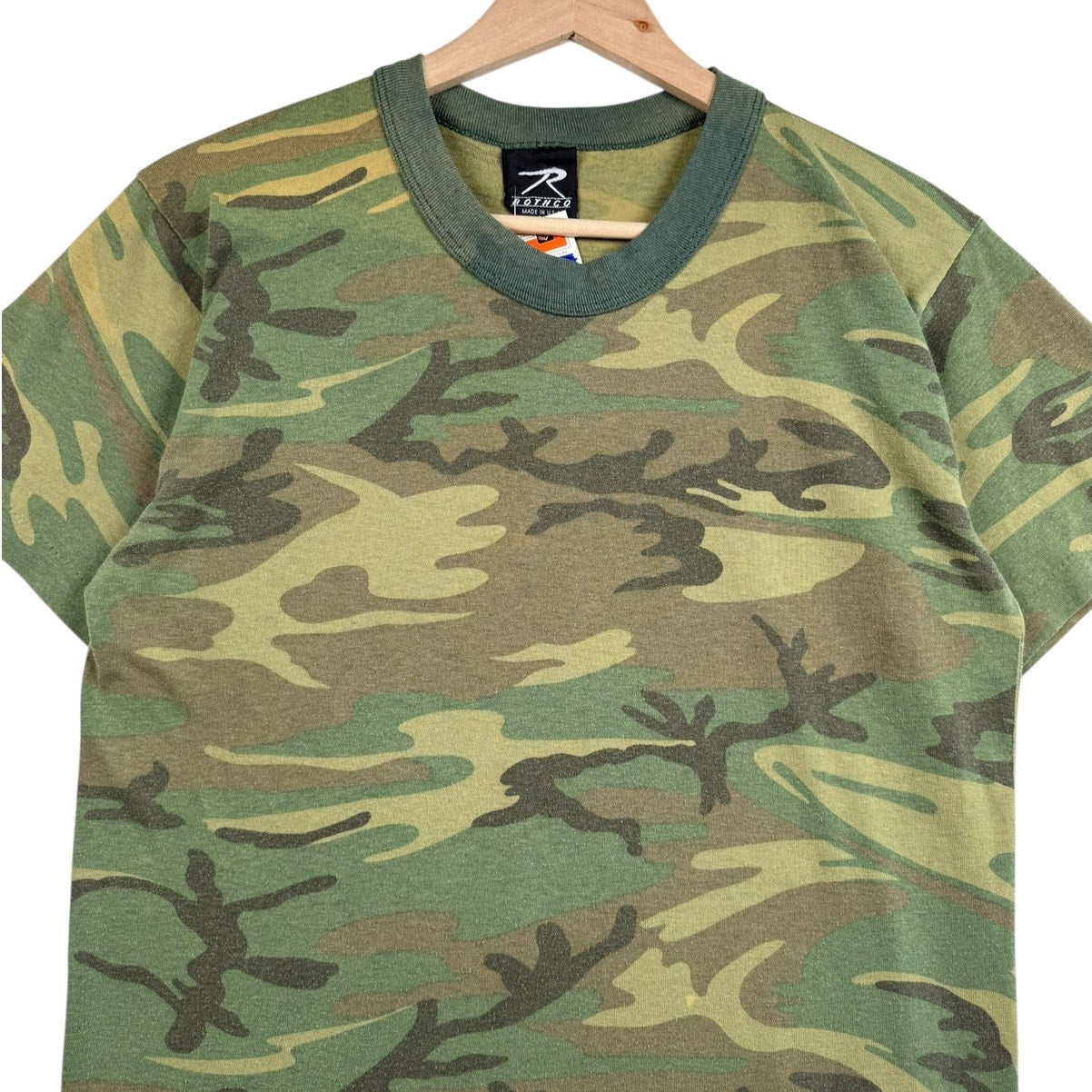Vintage Rothco Woodland Camo Military T-Shirt