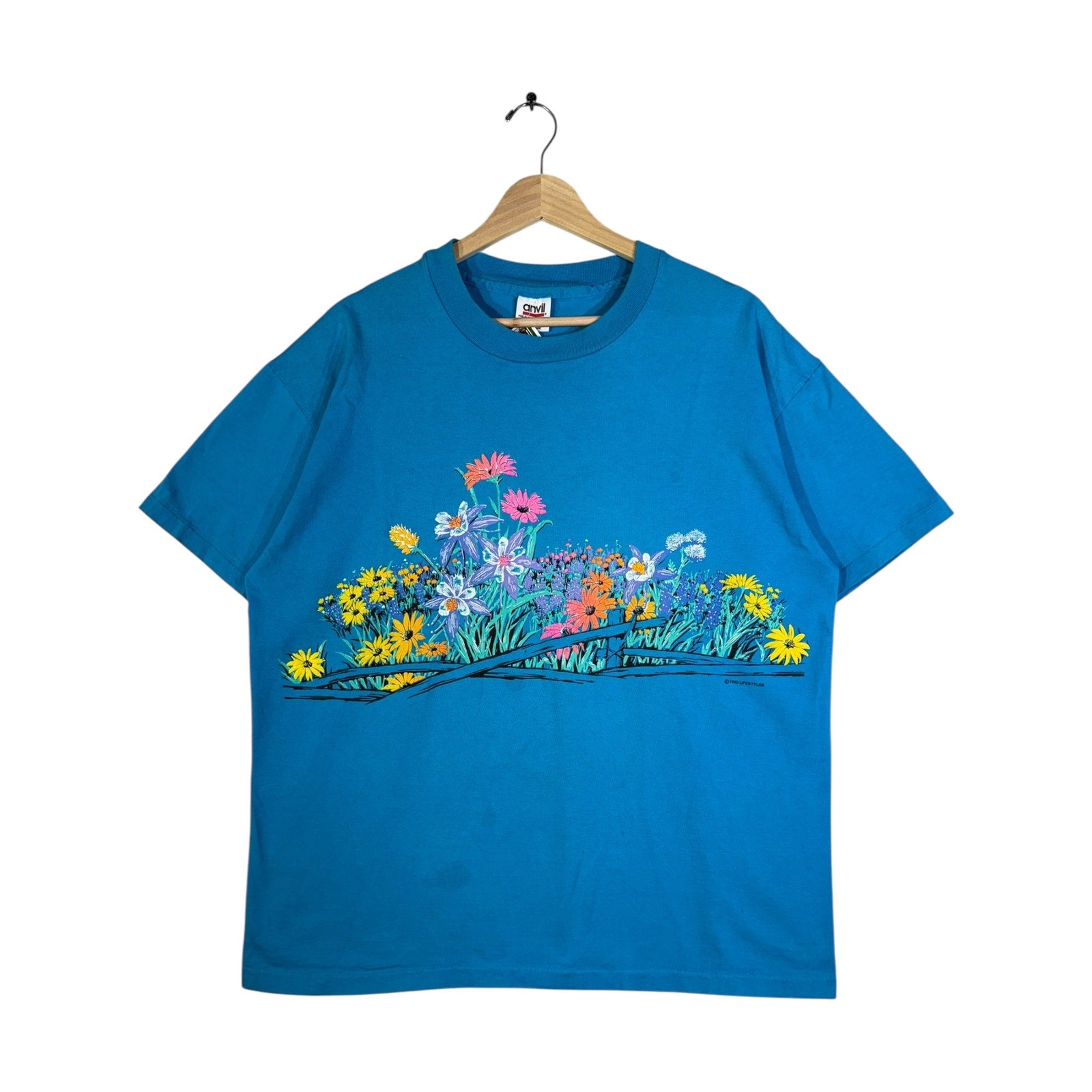Vintage Anvil 1990 Floral Print T-Shirt