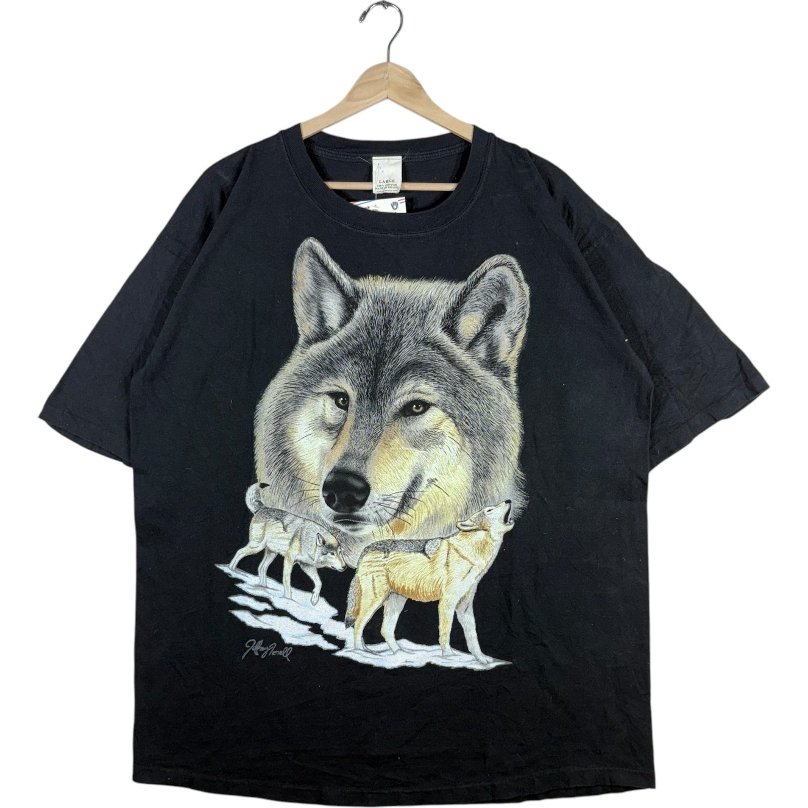 Vintage Grey Wolf Big Face Nature Art Tee