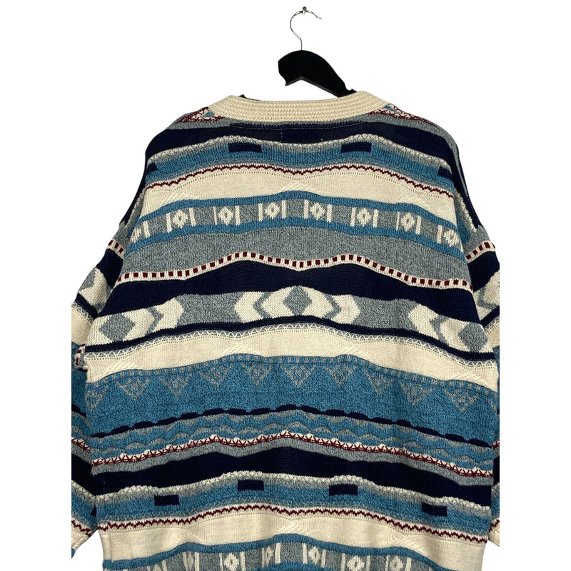 Vintage Abstract 3D Knit Design Cardigan Sweater