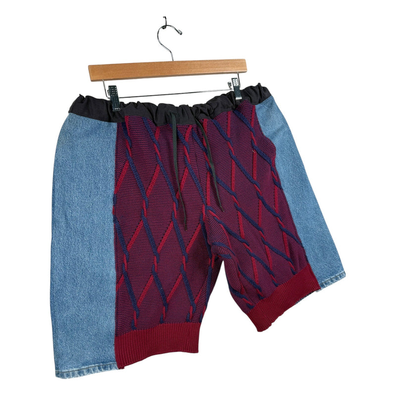 Vintage Mixed Media Drawcord Denim Shorts 41