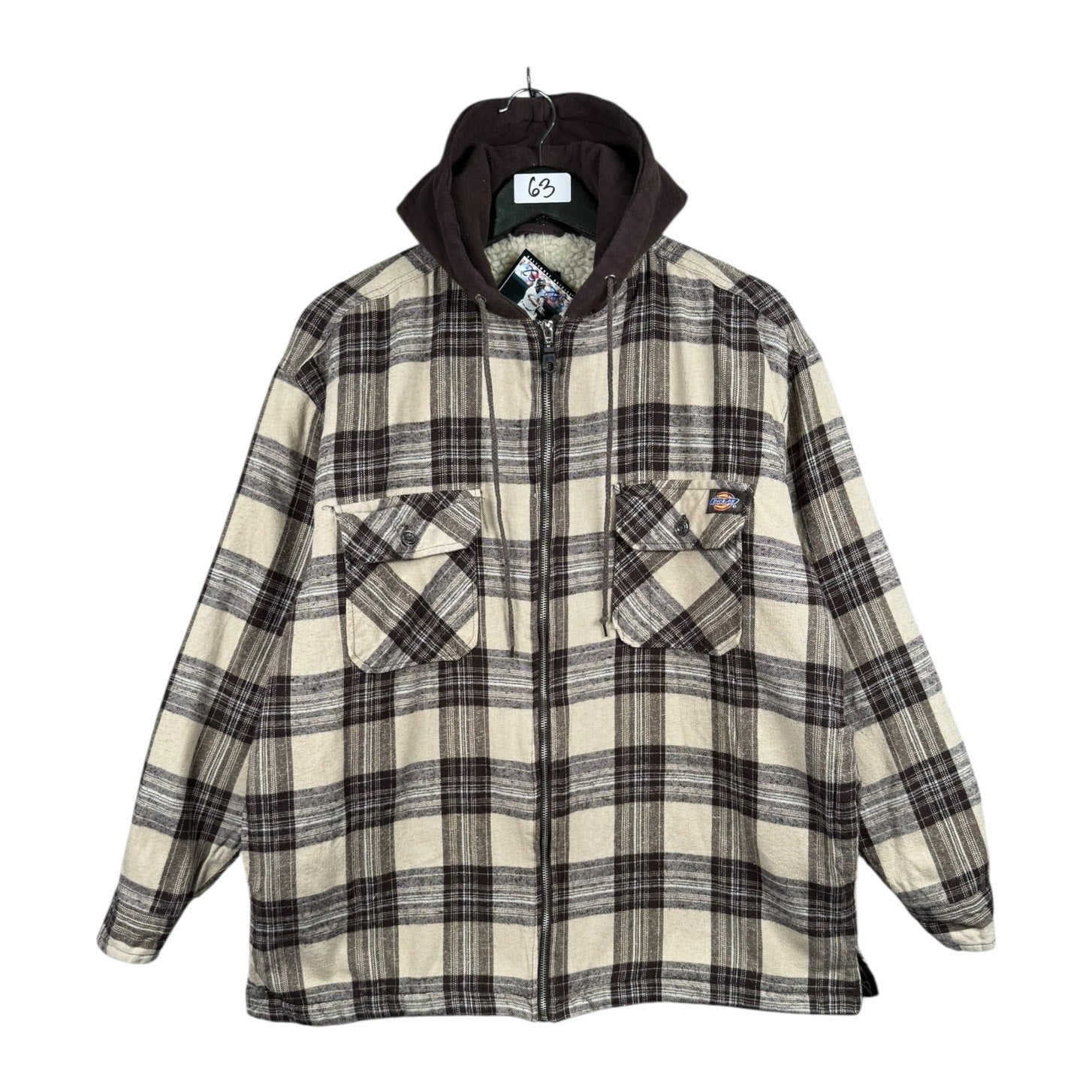 Vintage Dickies Plaid Sherpa Lined Hooded Shirt Jacket