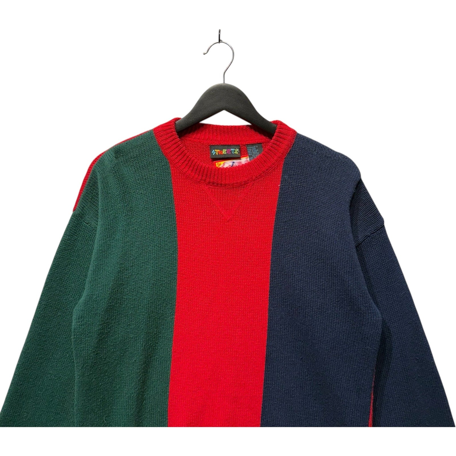 Vintage Color Block Knit Pullover Sweater