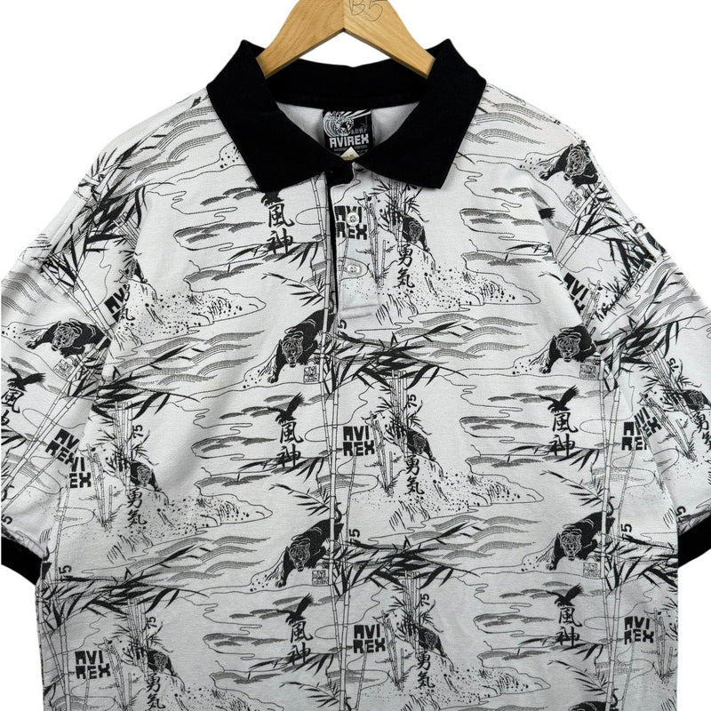 Vintage Avirex Japanese Graphic Short Sleeve Polo Shirt