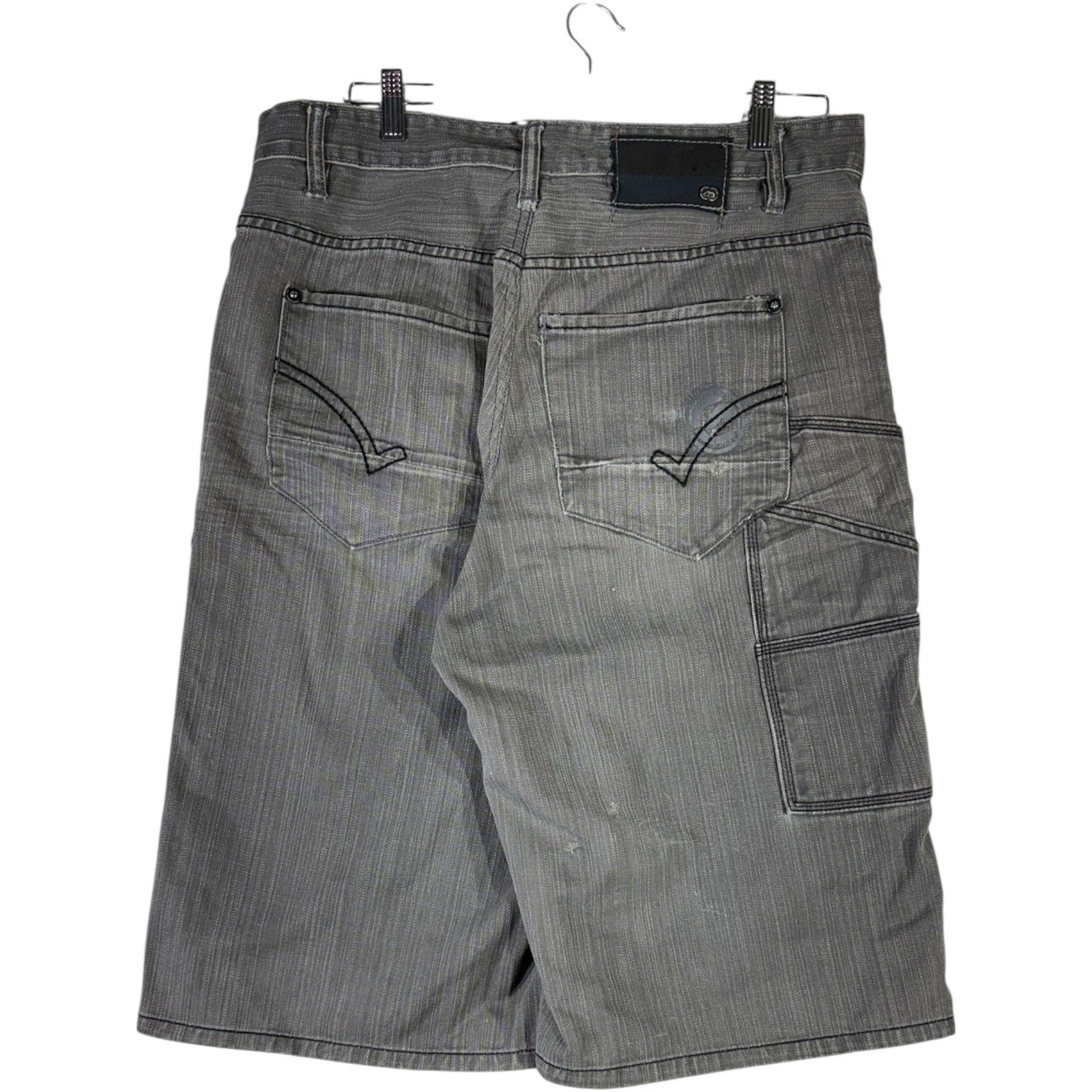 Vintage Cross pattern Baggy Fit Denim Carpenter Shorts 37