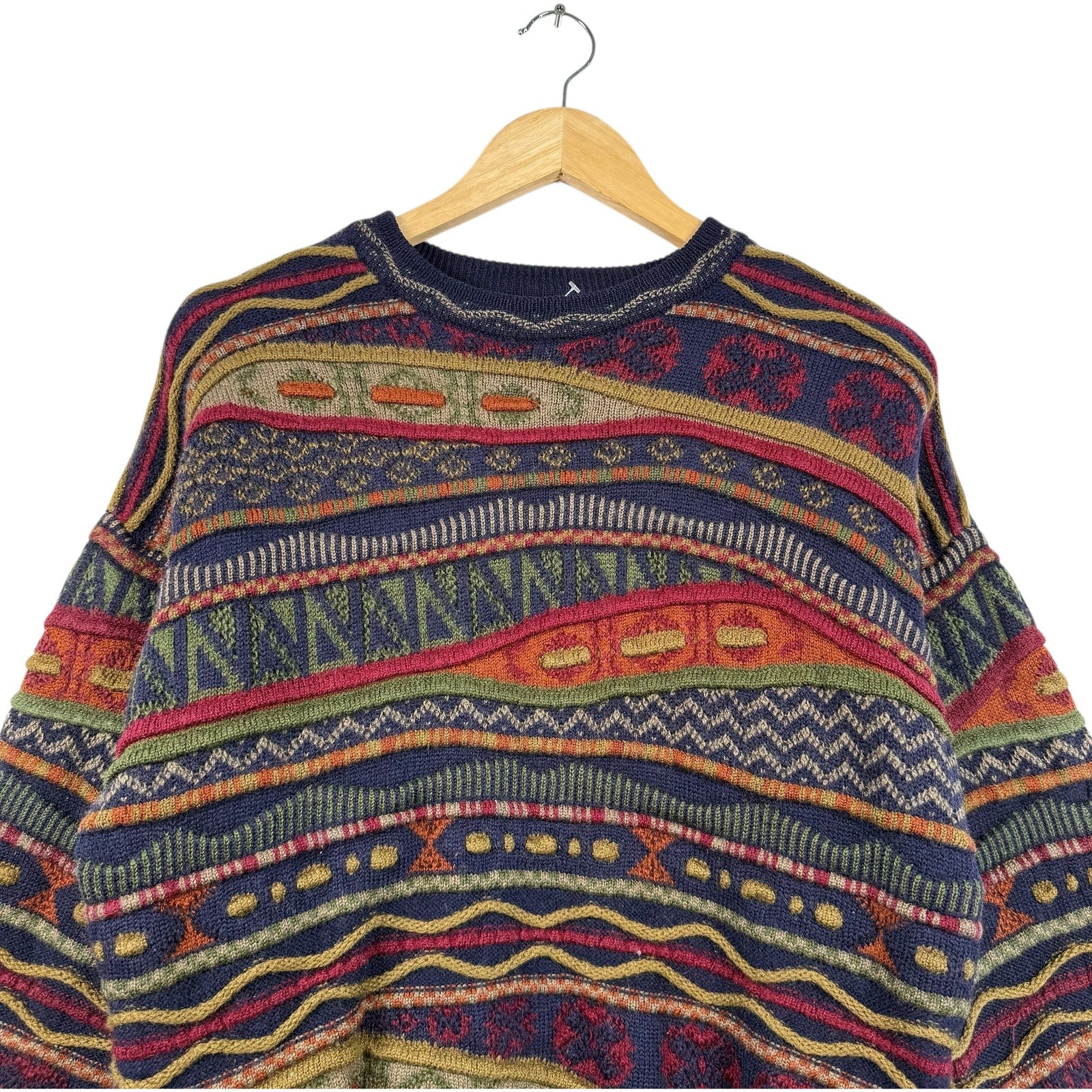 Vintage Coogi 3D Knit Striped Textured Sweater