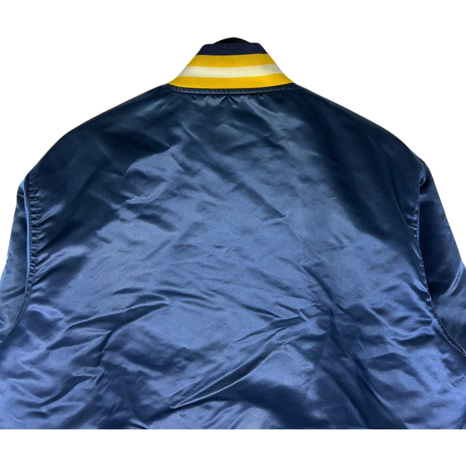 Vintage Starter Notre Dame Arch Spellout Satin Bomber Jacket