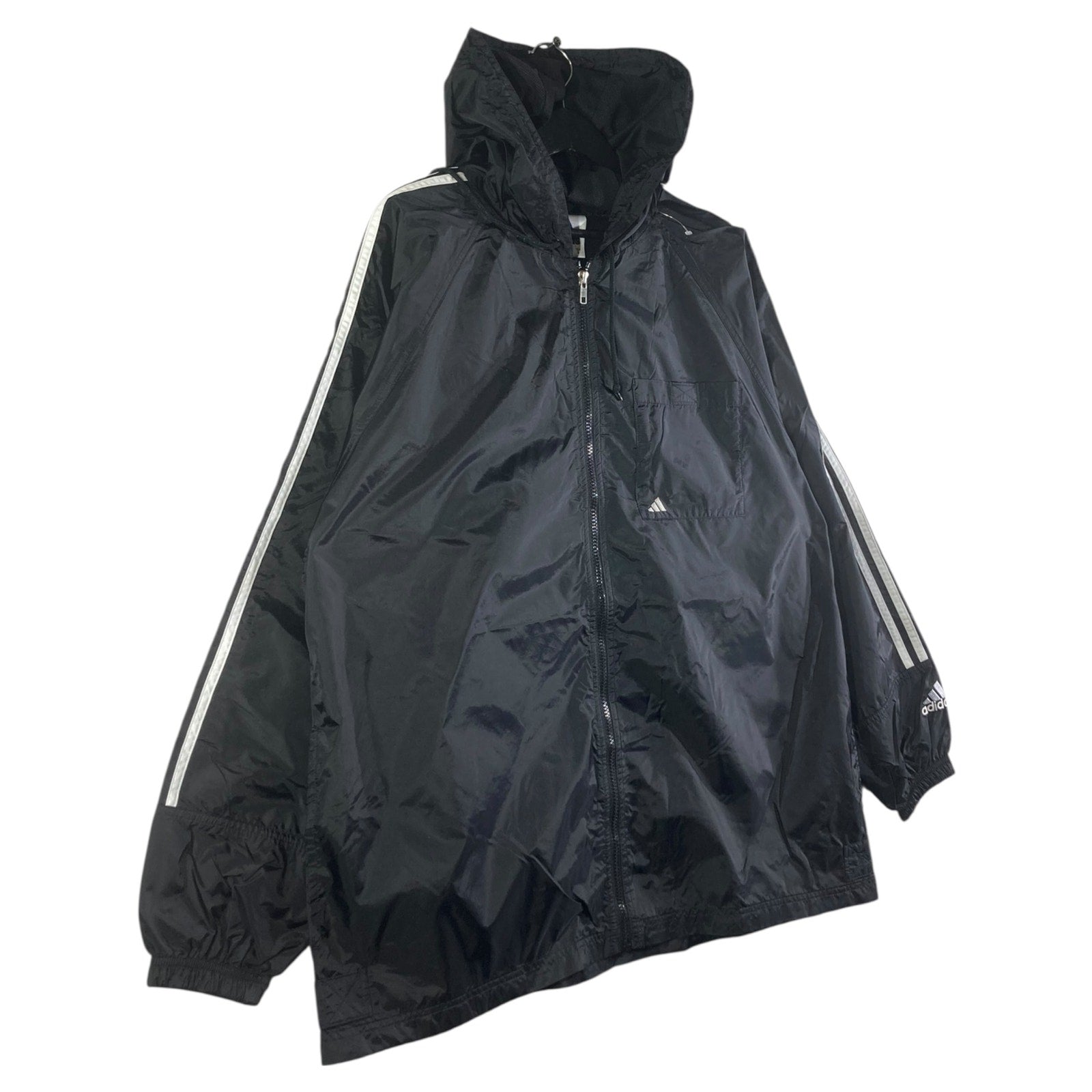 Vintage Adidas 3 Stripes Hooded Full Zip Windbreaker