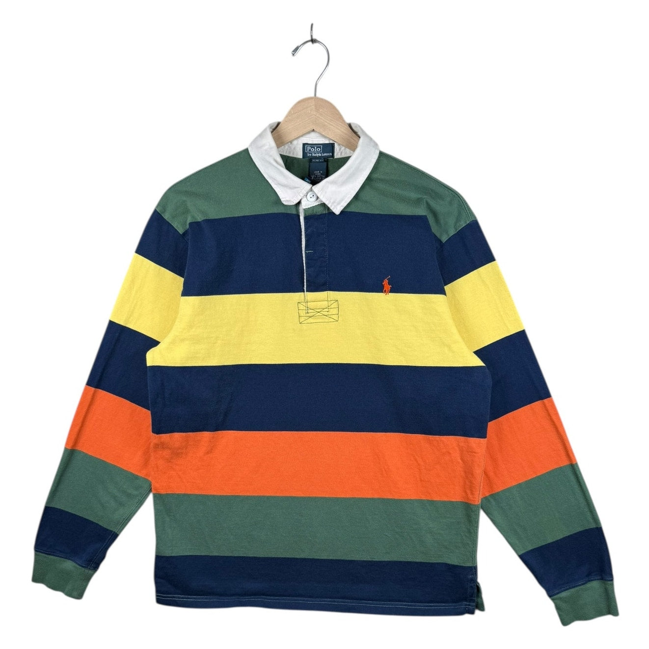 Vintage Youth Polo Ralph Lauren Striped Rugby Long Sleeve Polo