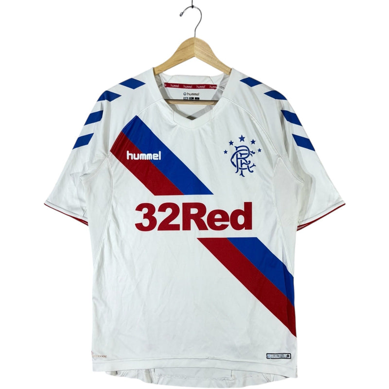 Vintage Hummel Rangers FC 32 Red Spellout Soccer Jersey