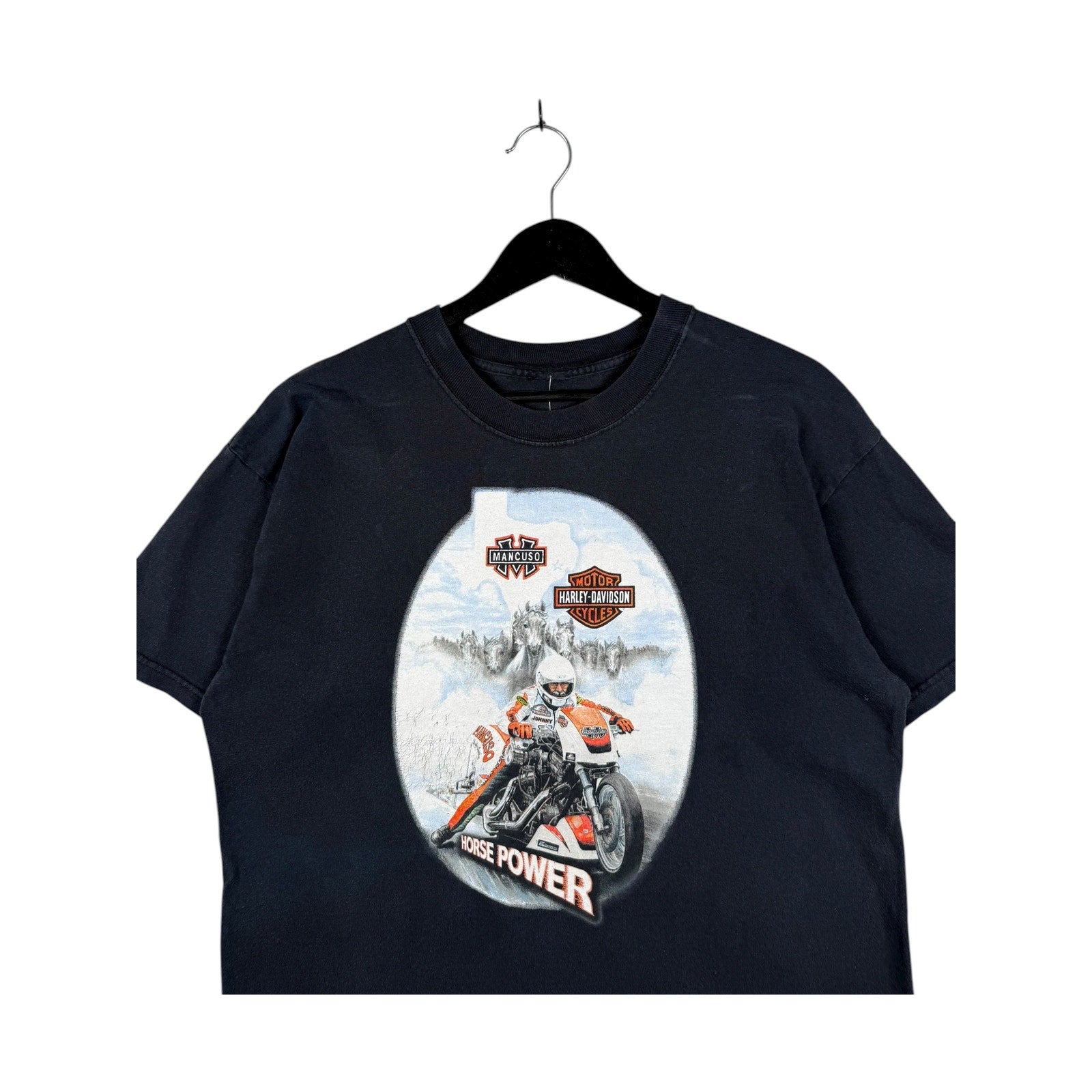 Vintage Harley Davidson Mancuso Houston Texas Drag Racing T-Shirt
