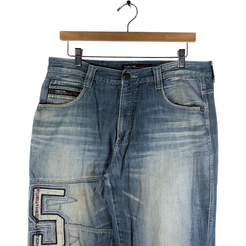 Y2K FUBU Faded Wide Leg Denim Jeans 34x32