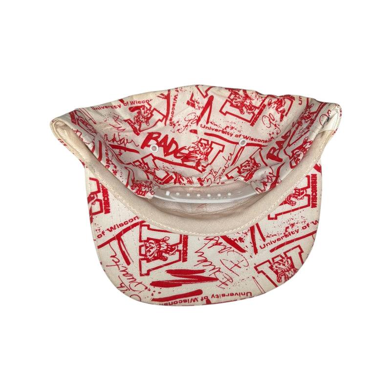 Vintage University Of Wisconsin Badgers AOP Strapback Hat OSFA