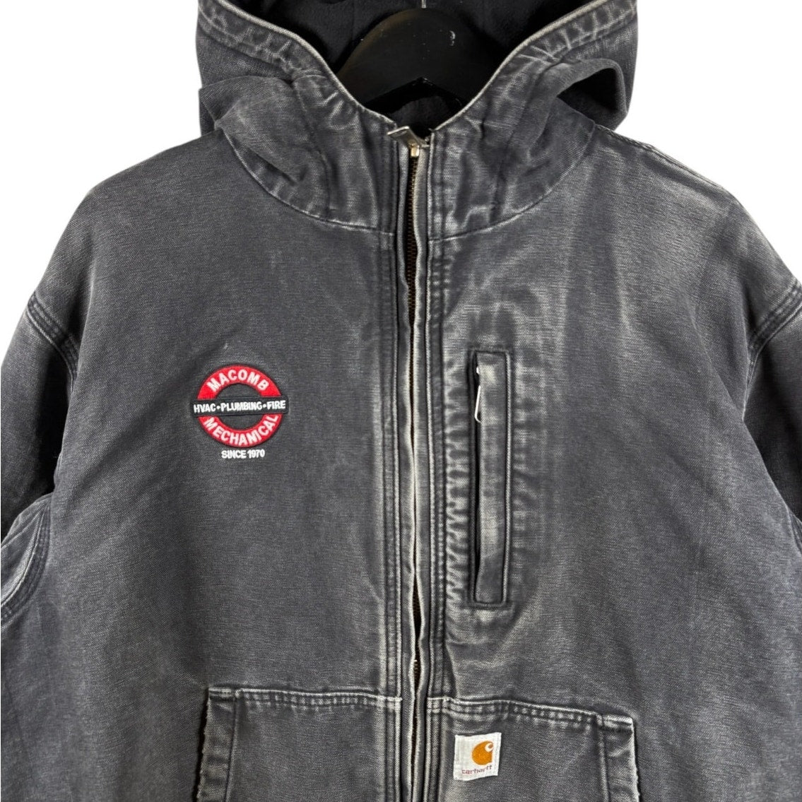 Vintage Carhartt Active Jac Insulated Denim Hoodie Full Zip Jacket