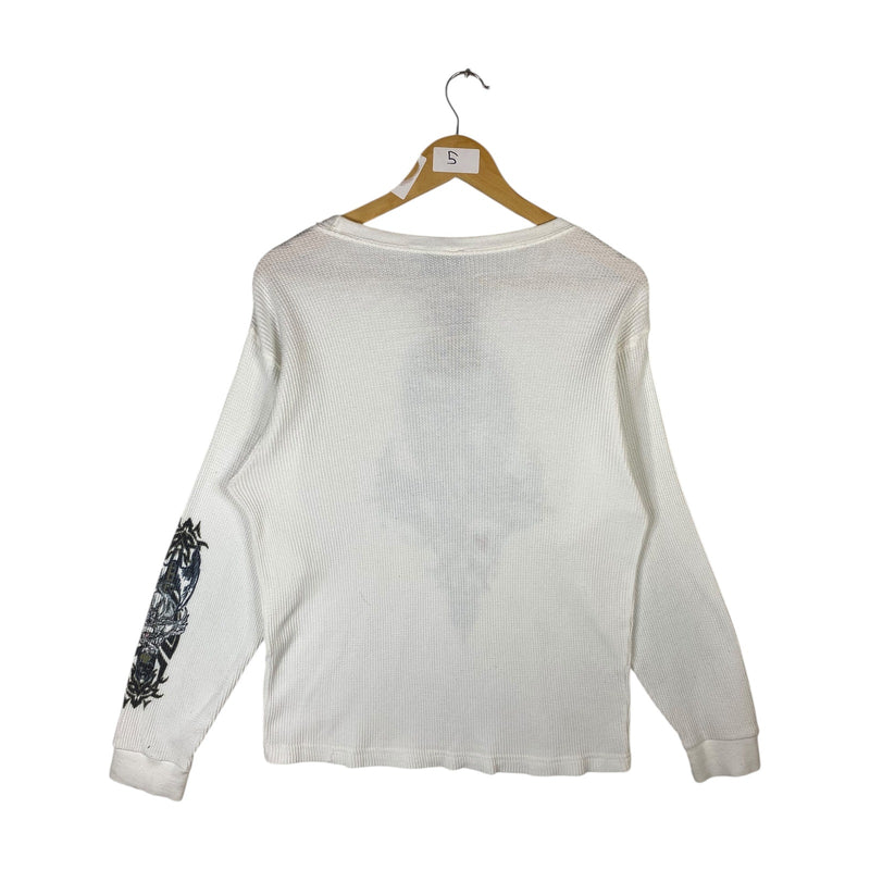 Vintage Dragon Wolf Gothic Thermal Waffle Knit Long Sleeve T-Shirt