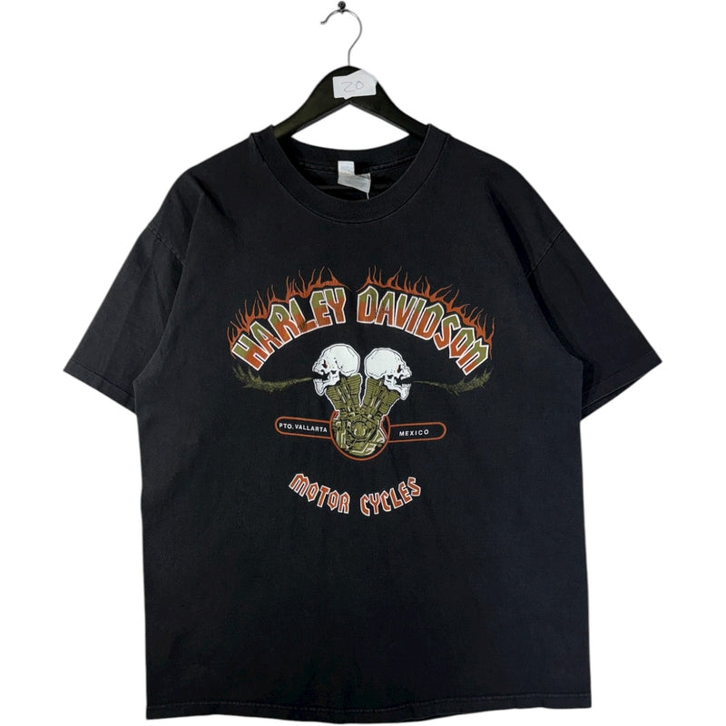 Vintage Harley Davidson Skulls Flames Graphic T-Shirt