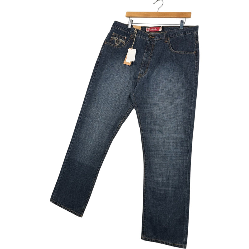 Vintage Attitude Dark Wash Straight Leg Denim Jeans 36x32
