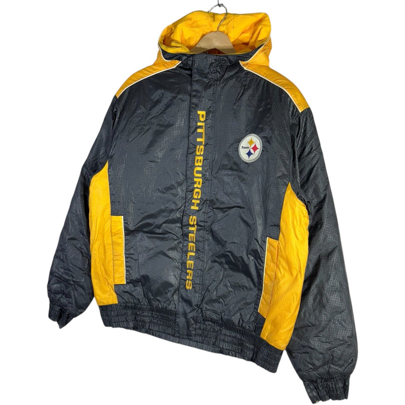 Vintage Pittsburgh Steelers Logo Hooded NFL Puffer Jacket