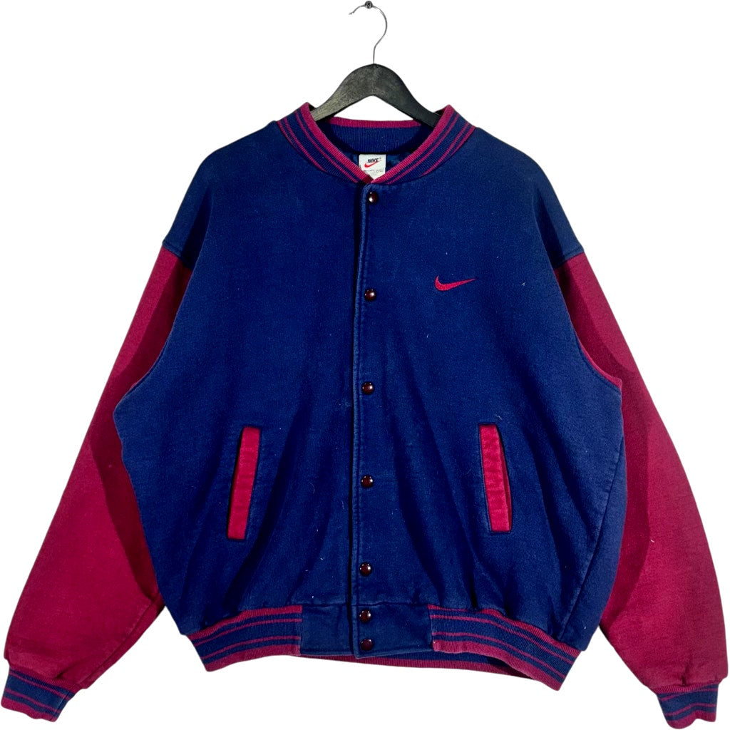 Vintage Nike Swoosh Small Logo Wool Jacket Nike selling Varsity Wool Jacket Colour Block Vintage 90s Nike Varsity Snap Button Jacket Hip Hop Size L