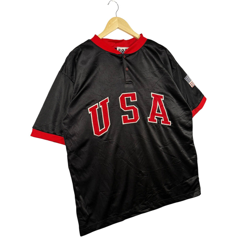 Vintage USA Spellout Short 1/4 Button Sleeve Polo