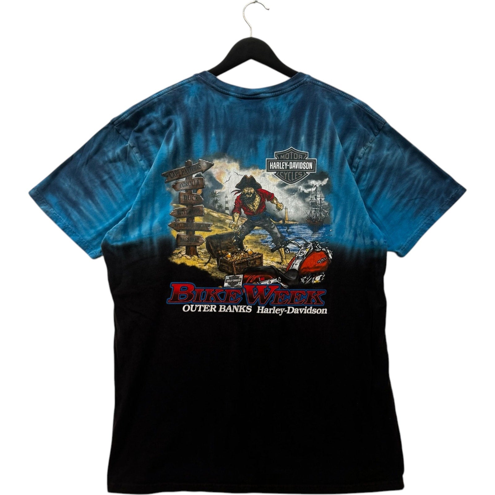 Vintage Harley Davidson Of Outer Banks Bike Week Tie Dye Tee