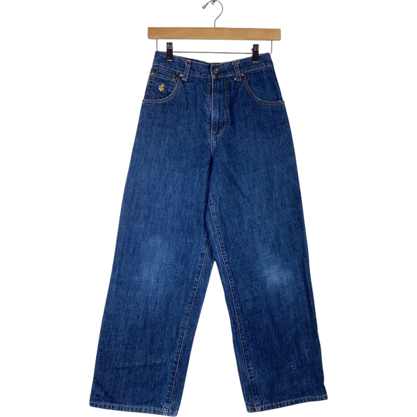 Vintage Roca Wear Embroidery Pattern Pockets Denim Jeans 12