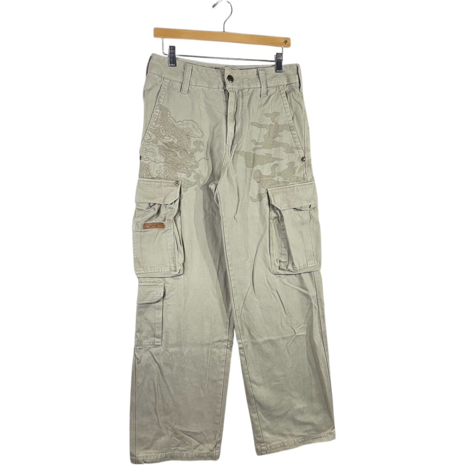 Y2K Embroidered Camo Cargo Pants 30