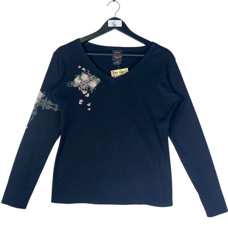 Vintage Women's Harley Davidson V-Neck Long Sleeve