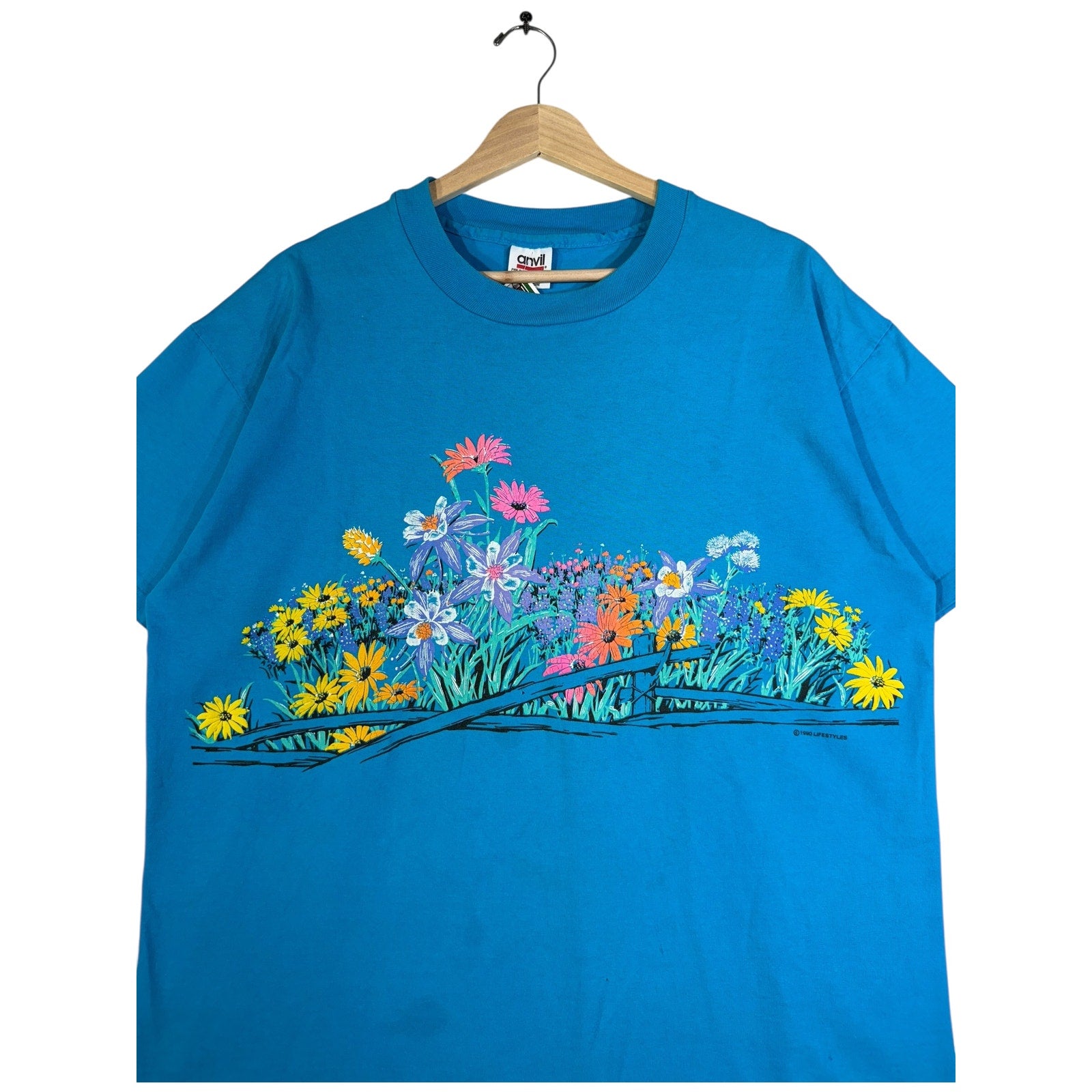 Vintage Anvil 1990 Floral Print T-Shirt