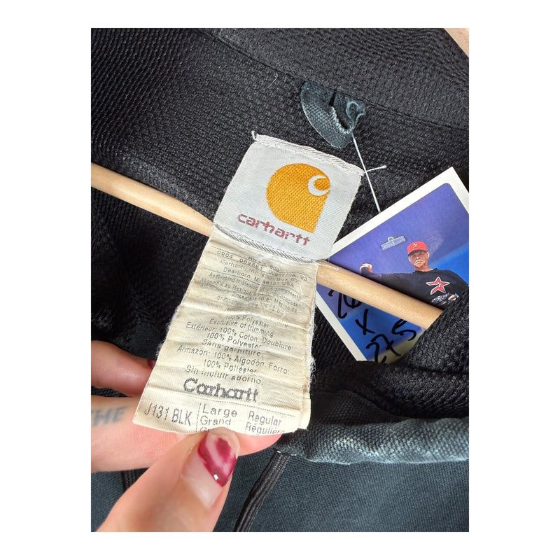 Vintage Carhartt J131 BLK Hooded Insulated Workwear Jacket