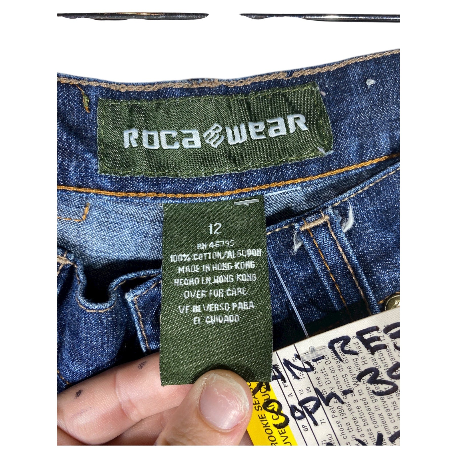 Vintage Roca Wear Embroidery Pattern Pockets Denim Jeans 12