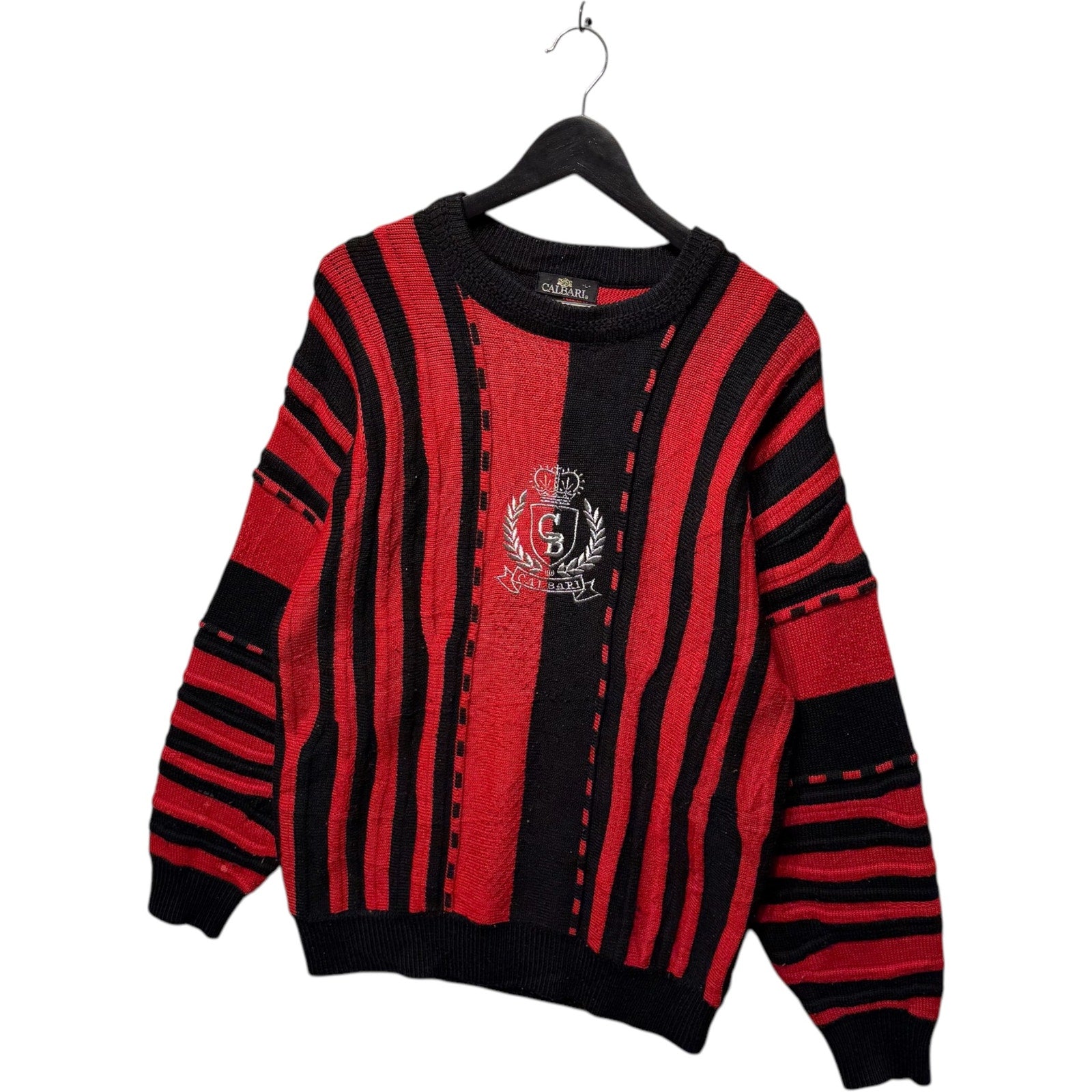 Vintage Calbari 3D Patterned Crest Embroidered Sweater