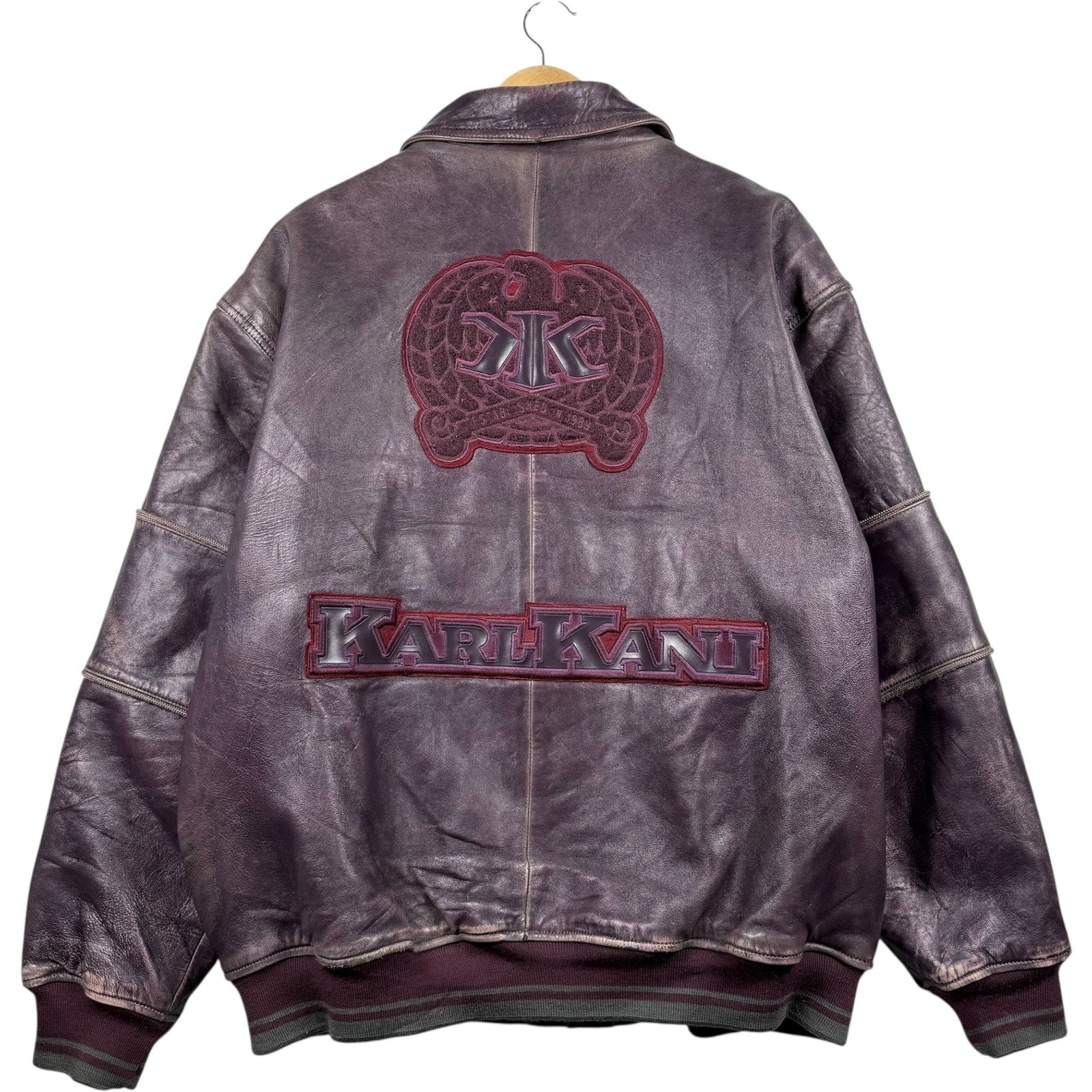 Vintage Karl Kani Embroidered Leather Bomber Jacket