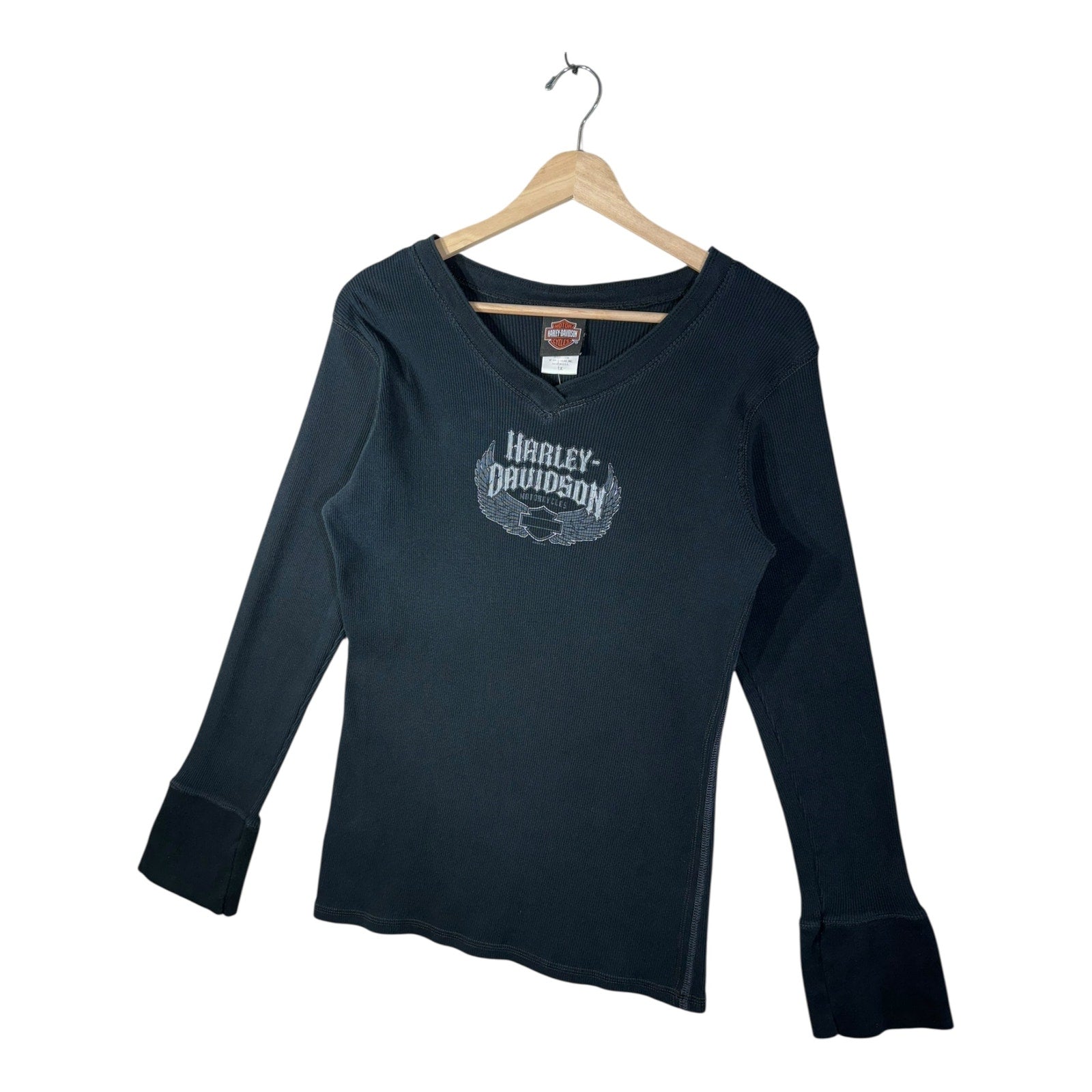 Vintage Women's Harley-Davidson V Neck Long Sleeve T-Shirt
