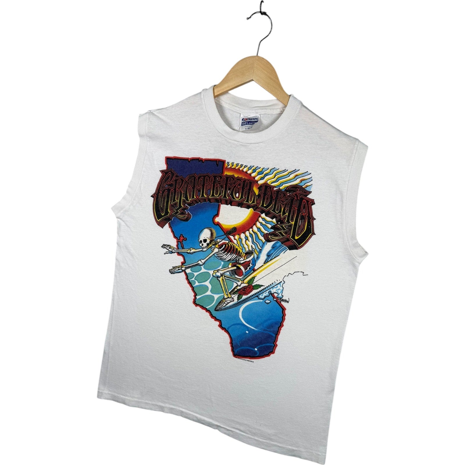 Vintage Grateful Dead Surfing Skeleton Tank Muscle Tee Top