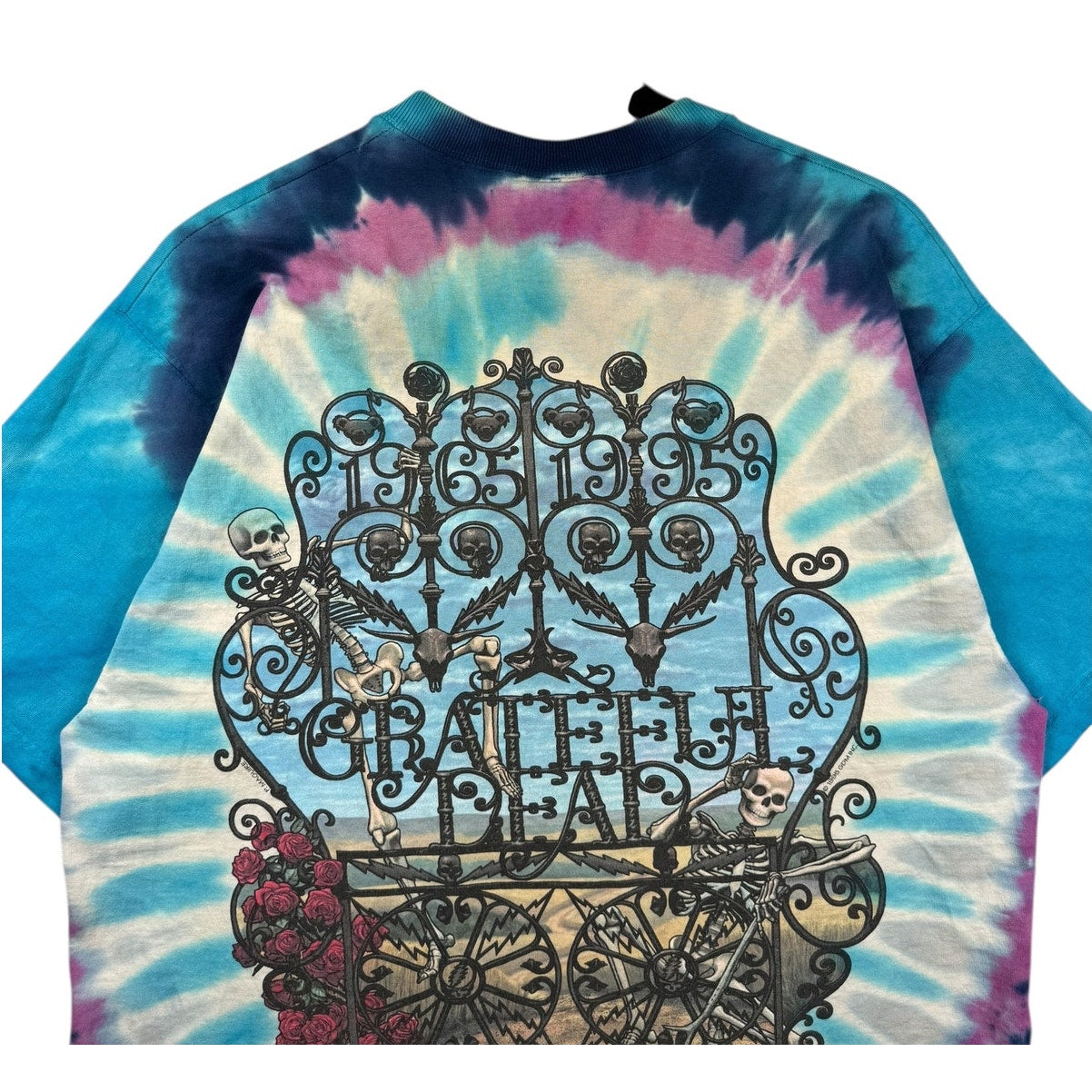 Vintage Dead Skeleton Roses Tie Dye T-Shirt