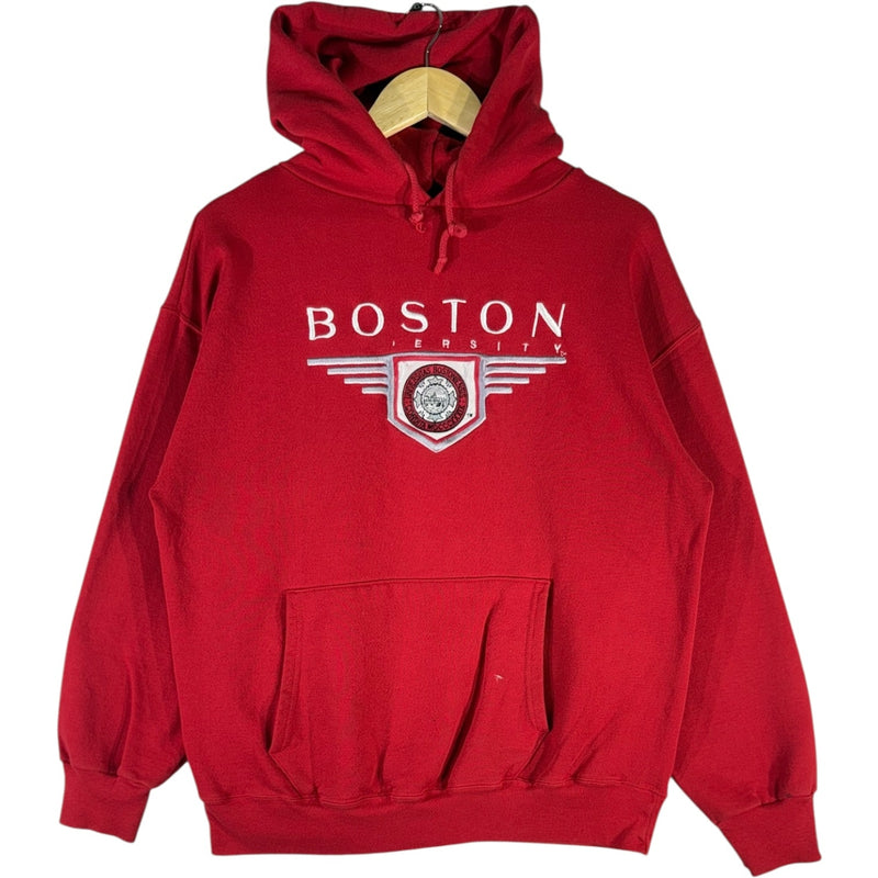 Vintage Boston University Embroidered Spellout Hoodie